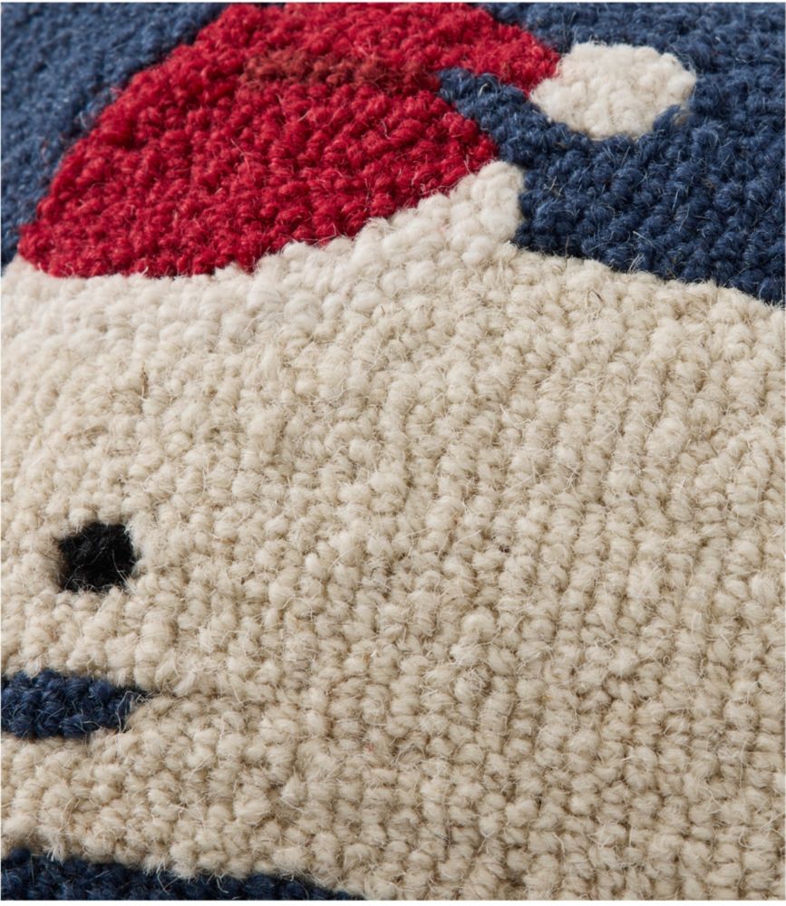 Wool Hooked Throw Pillow, Holiday Whale, 12" x 18"