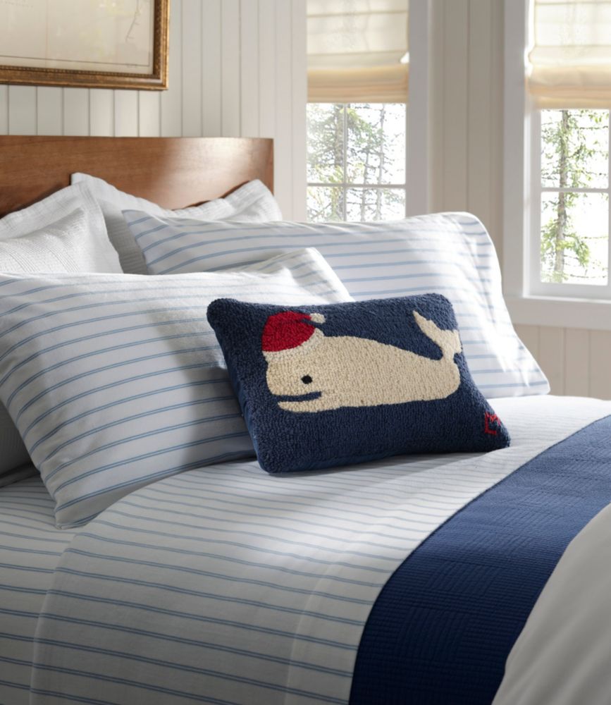 Wool Hooked Throw Pillow, Holiday Whale, 12" x 18"