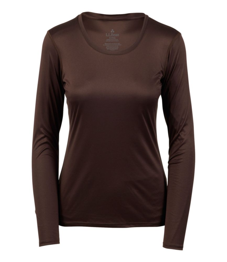 Women's L.L.Bean Synthetic Silk Base Layer Top, Long-Sleeve Scoopneck, Deepest Brown, small image number 1