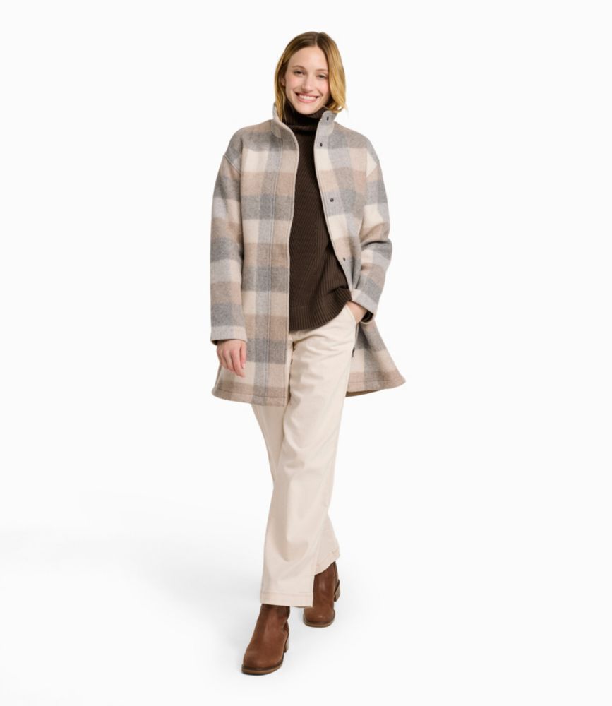 Women's Bean's Boiled Wool Coat, Plaid, Oatmeal Heather Plaid, small image number 4