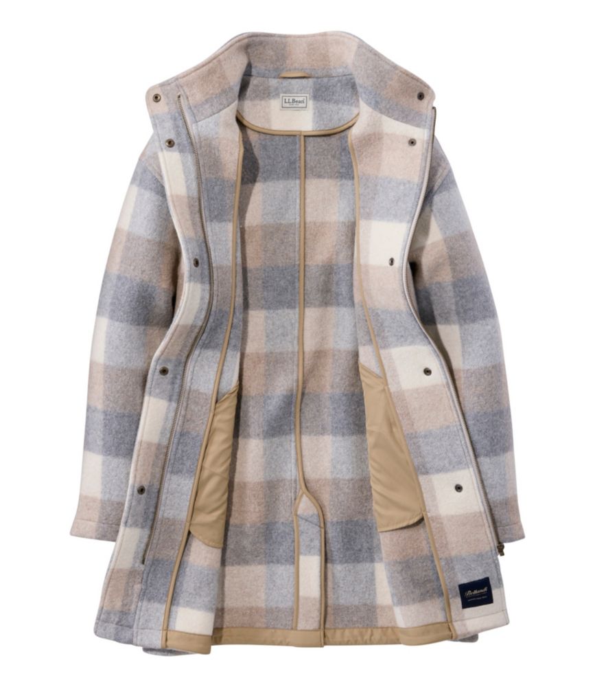 Women's Bean's Boiled Wool Coat, Plaid, Oatmeal Heather Plaid, small image number 6