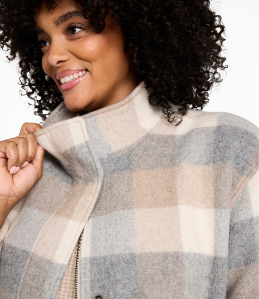 Women's Bean's Boiled Wool Coat, Plaid, Oatmeal Heather Plaid, small image number 10