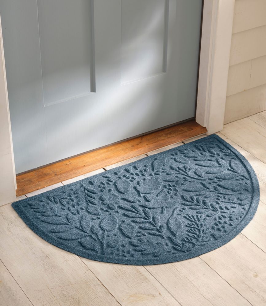 Everyspace Recycled Waterhog Doormat, Half Round, Foliage, Bluestone, small image number 5