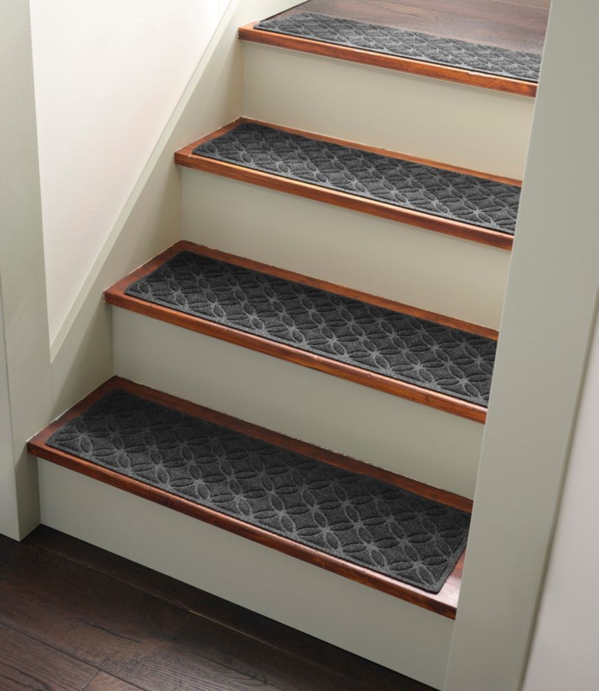 Heavyweight Recycled Waterhog Stair Tread, Geometric Rings, Graphite, small image number 5