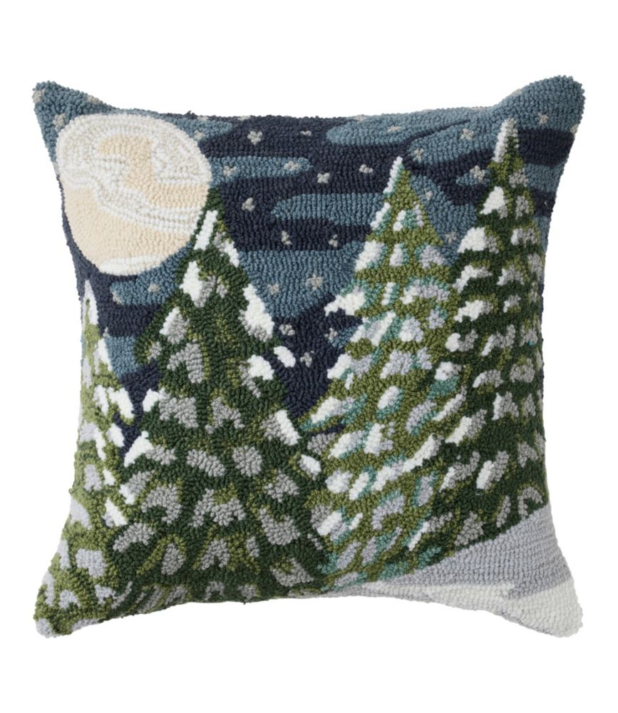 Indoor/Outdoor Hooked Pillow, Treeline Pine, 18" x 18"