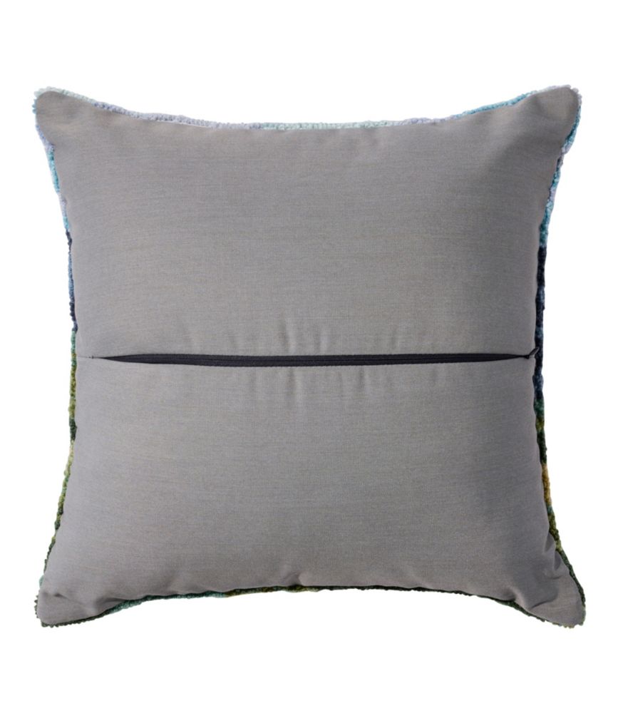 Indoor/Outdoor Hooked Pillow, Mountain Horizon, 18" x 18"