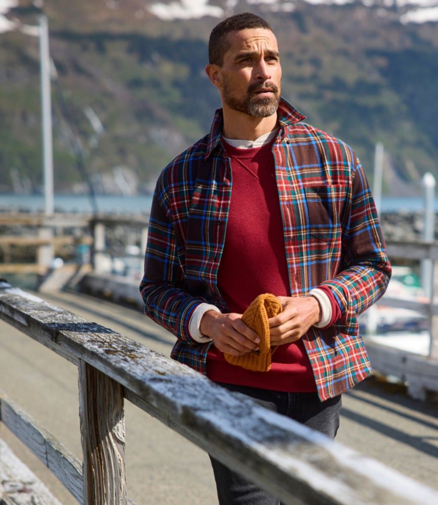 Men's Scotch Plaid Flannel Shirt, Slightly Fitted Untucked Fit, Bean of Freeport Green, small image number 8