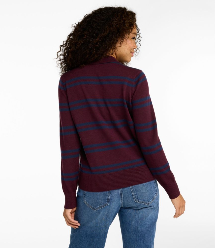 Women's Essential Merino Wool Sweater, Polo Stripe, Fig Heather/Classic Navy, small image number 3