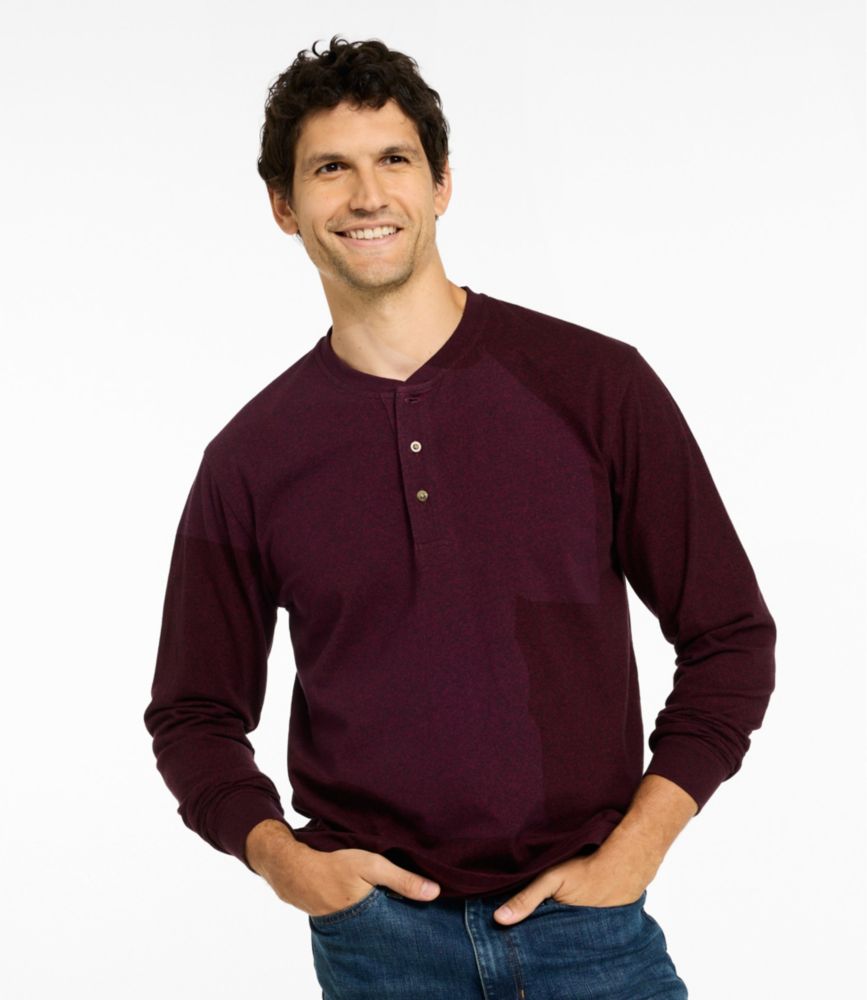 Men's Carefree Unshrinkable Henley, Long-Sleeve, Slightly Fitted Front