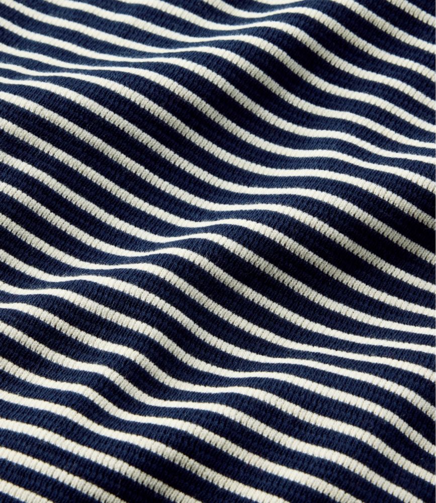 Women's Waffle-Knit Top, Long-Sleeve Jewelneck Stripe, Classic Navy/Cream, small image number 4