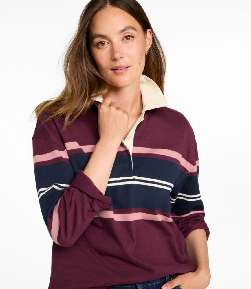 Women's Mountain Classic Rugby, Long-Sleeve Multi-Stripe, Classic Navy/Shade Teal, small image number 8
