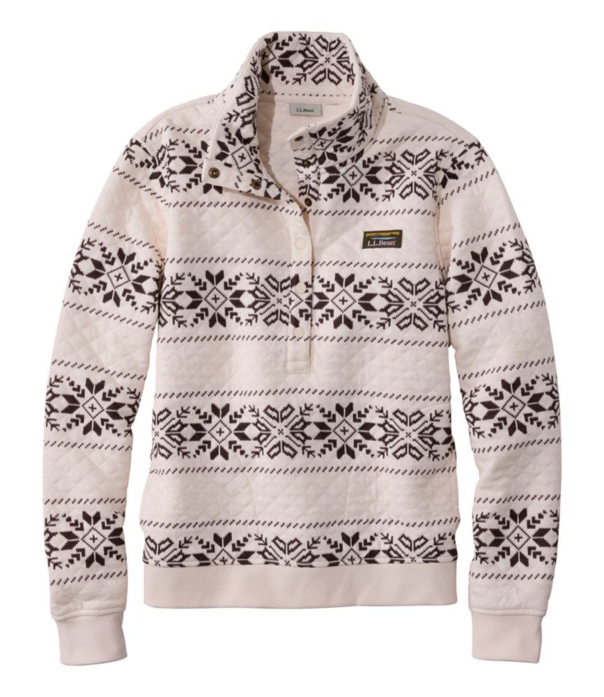 Women's Quilted Half-Snap Sweatshirt, Print