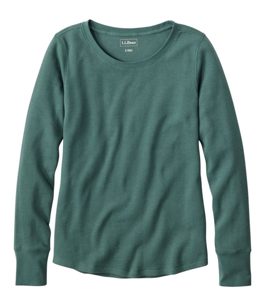Women's Waffle-Knit Top, Long-Sleeve Jewelneck