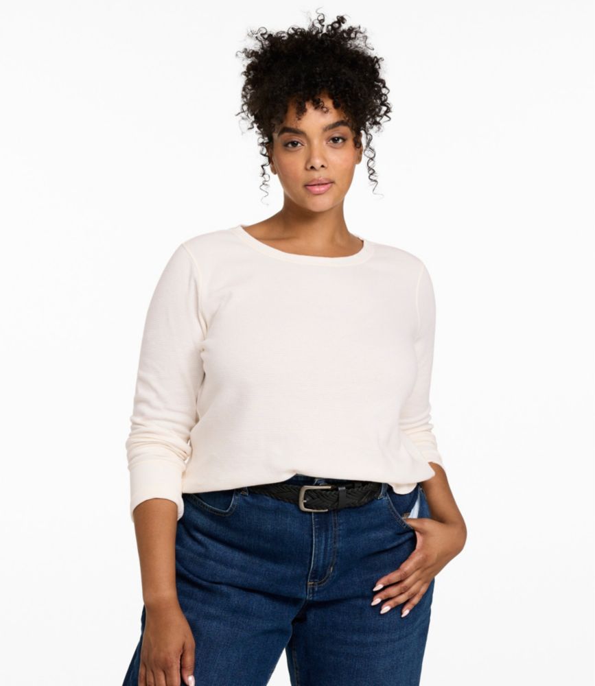 Women's Waffle-Knit Top, Long-Sleeve Jewelneck