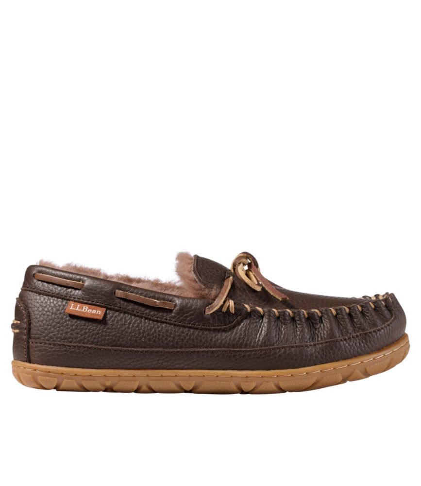 Women's Wicked Good Slippers, Leather Camp Moccasins, Deep Brown, small image number 1