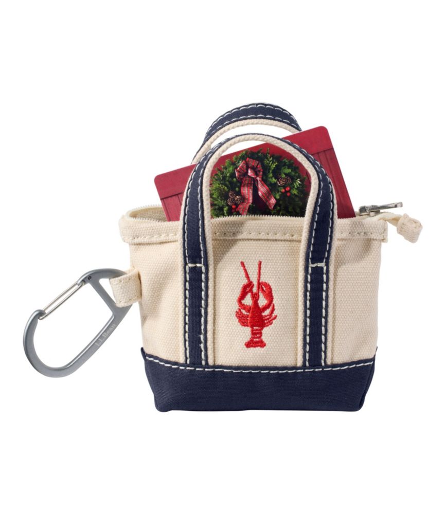 L.L.Bean Embroidered Micro Tote Bag, Lobster, Navy/Red, small image number 2
