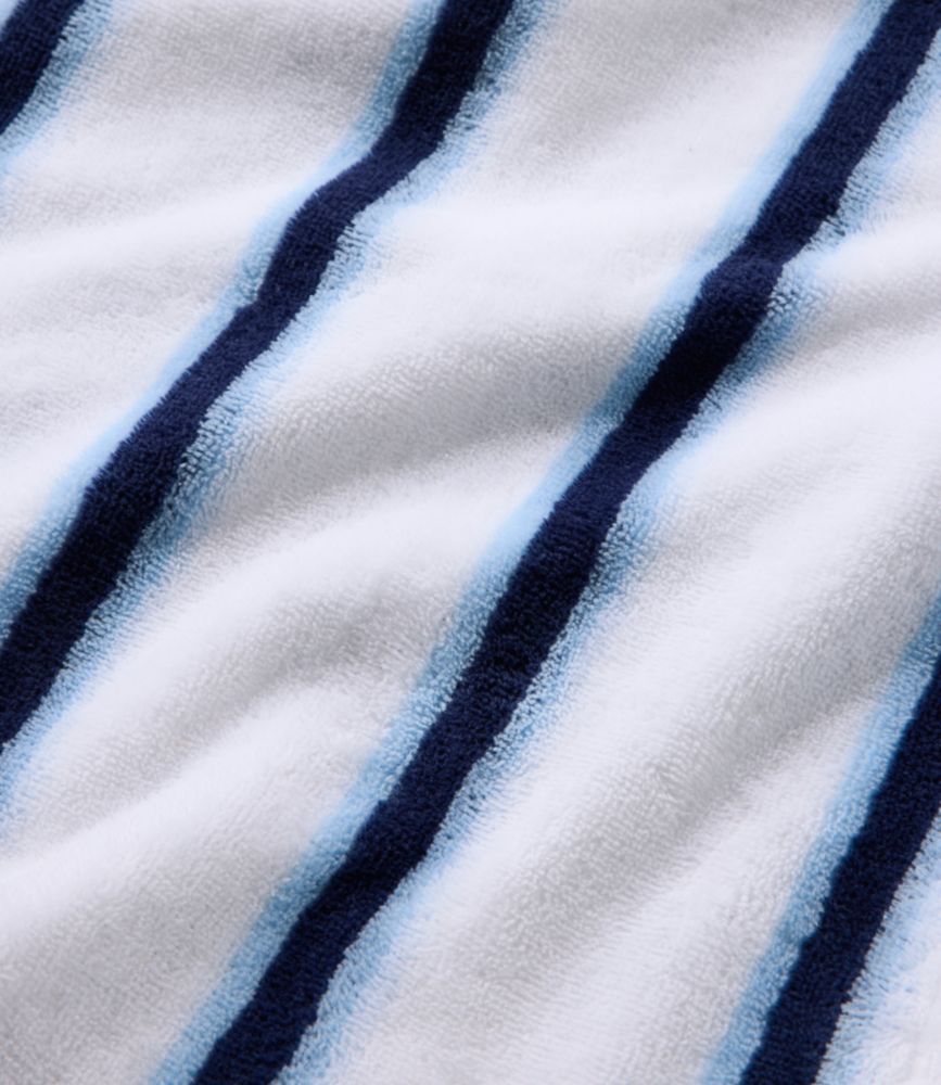 Women's Soft Plush Terry Robe, Stripe, White/Slate Blue Stripe, small image number 7
