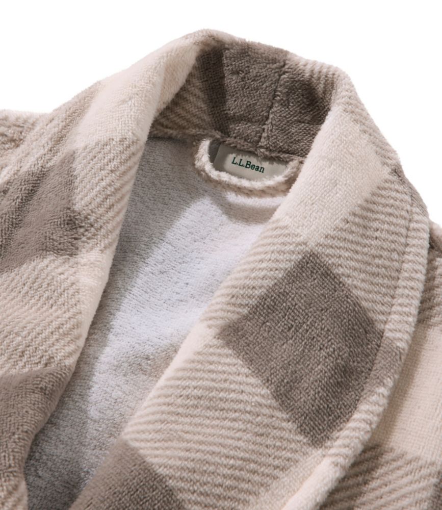 Women's Soft Plush Terry Robe, Plaid, Cream/Heritage Tan Plaid, small image number 6