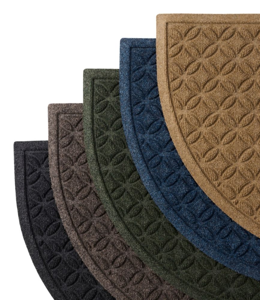 Heavyweight Recycled Waterhog Doormat, Half Round, Geometric Rings, Graphite, small image number 4