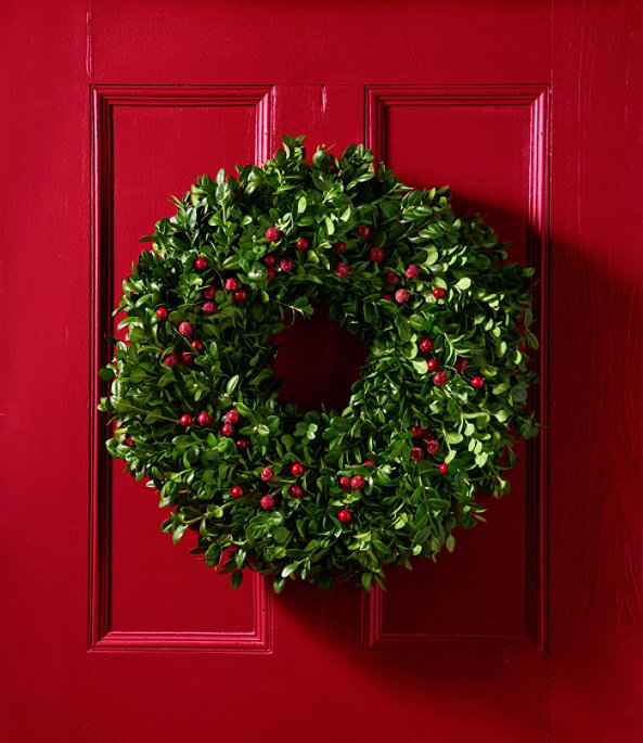 Boxwood Berry Wreath 20", One Color, large image number 1