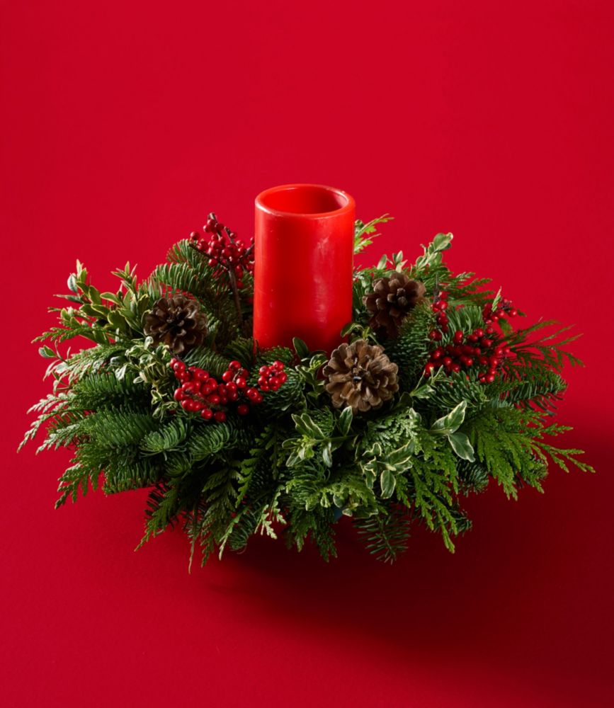 Fresh Winter Foliage Centerpiece, Pillar