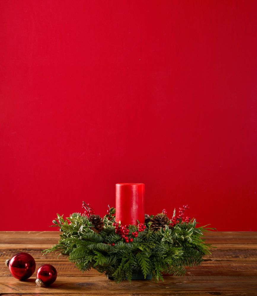 Fresh Winter Foliage Centerpiece, Pillar